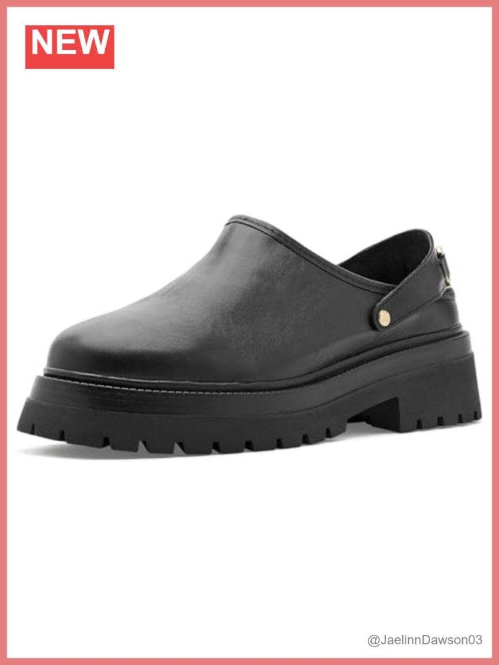 Leather Slingback Clog Mules Block Heel Pull-On Casual